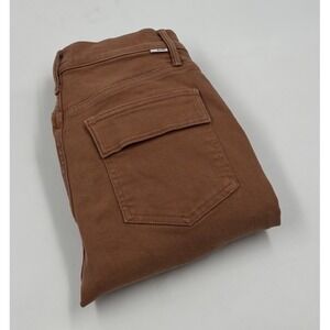 Mother The Rambler Cargo Ankle 26 High-Waisted Brown Straight Leg Pants